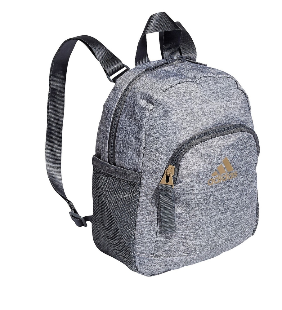 Adidas Mini Backpack Linear 3 Jersey Grey Gray Onxy NWT $40